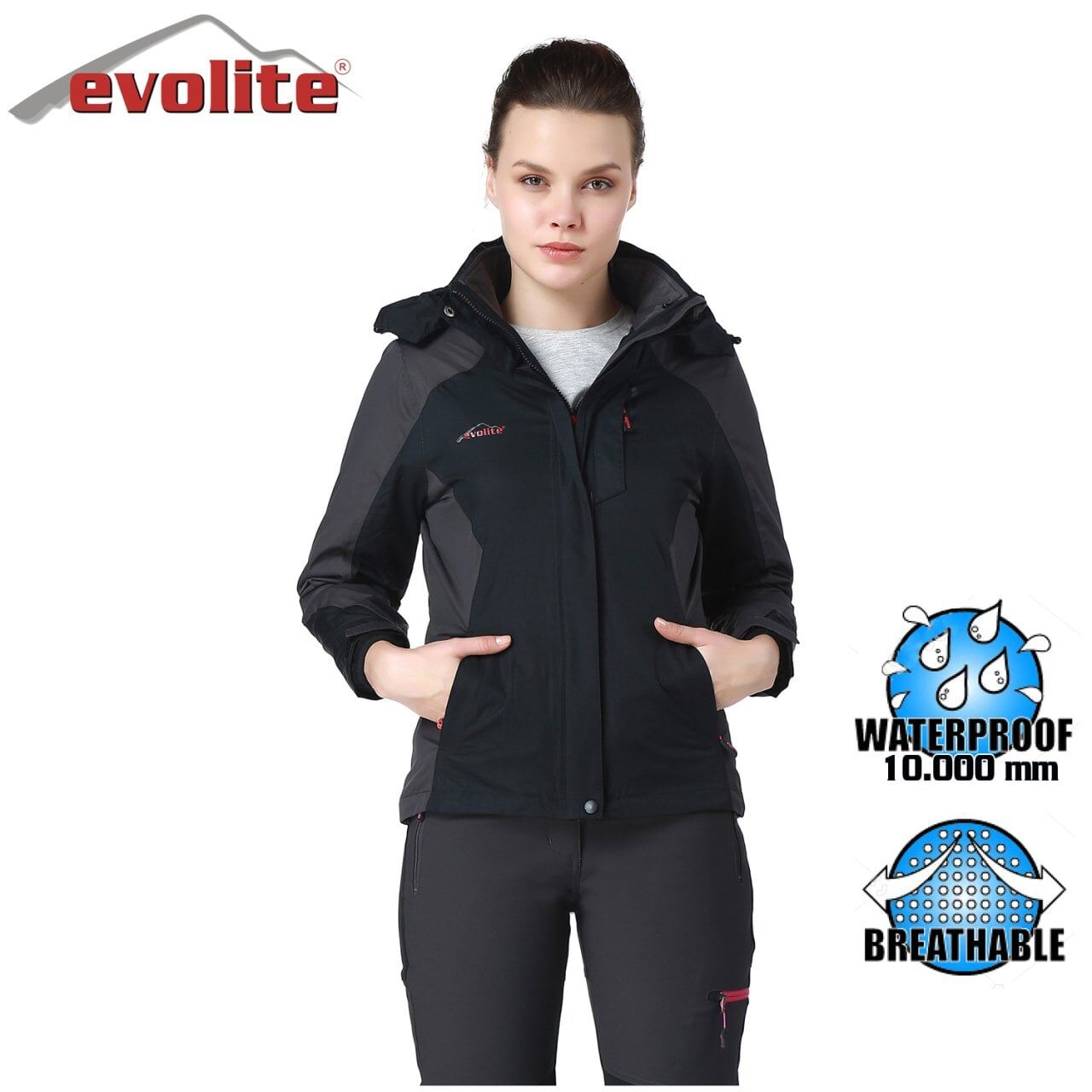 Evolite Diva Kadın 3in1 Gri/Siyah Mont M