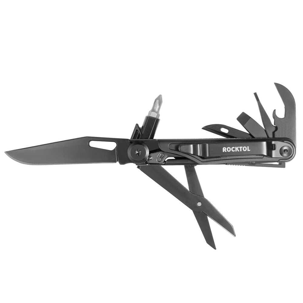 Rocktol 12 Fonksiyonlu Multitool Siyah Çakı Kılıflı