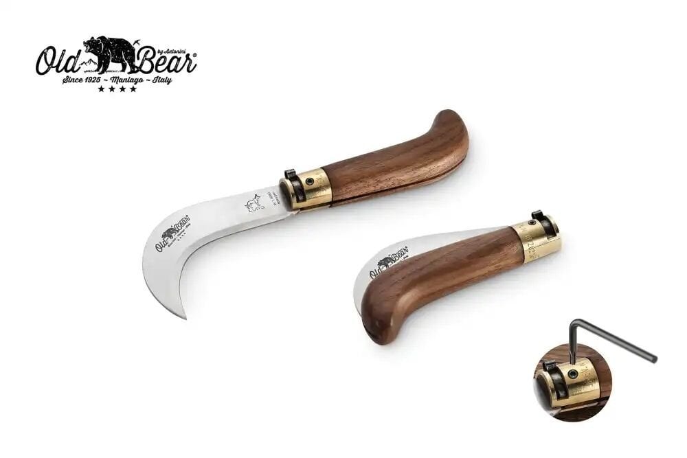 Antonini Old Bear 7,5cm Ceviz Ağacı Saplı Budama S Çakısı