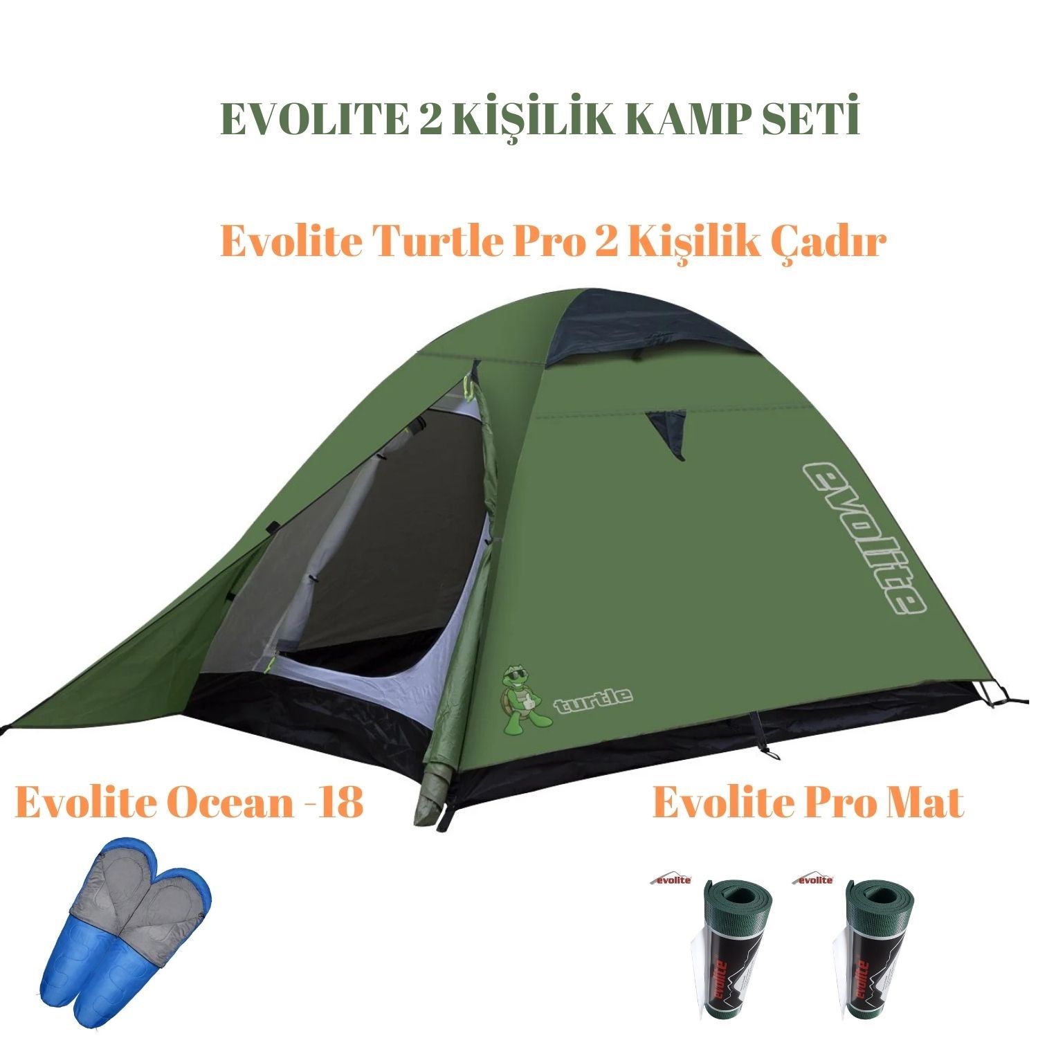 Evolite ÇADIR,TULUM, MAT İKİ KİŞİLİK KAMP SETİ