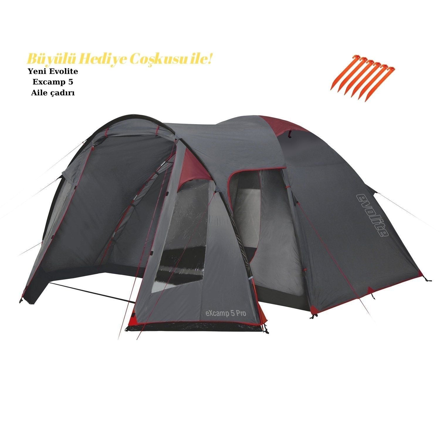 Evolite Excamp 5 Pro Sun Fresh Aile Çadırı UPF80(Evolite 6'LI ÇADIR KAZIĞI HEDİYELİ)