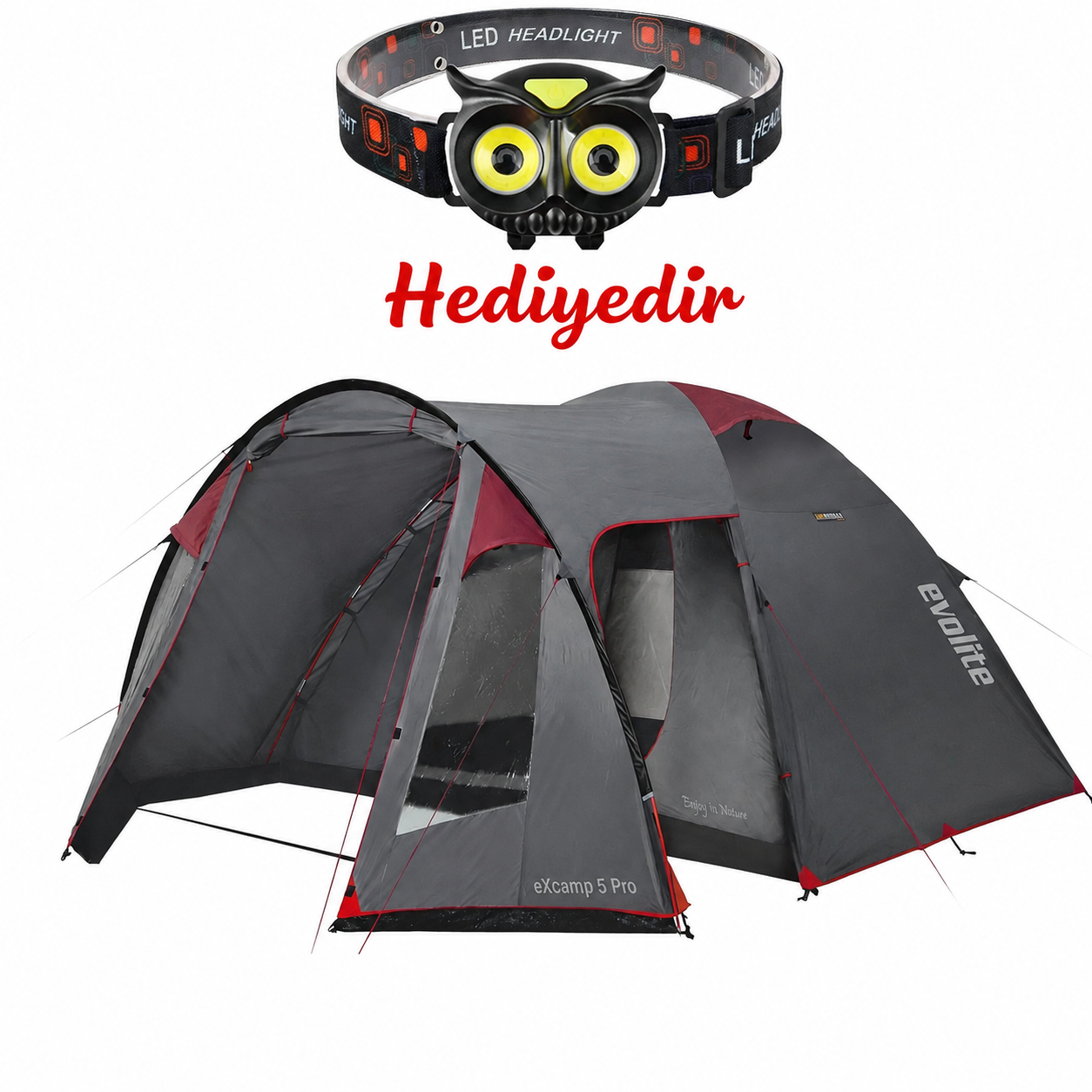 Evolite Excamp 5 Pro Sun Fresh Aile Çadırı UPF80(Baykuş Kafa Lambası Hediyeli)