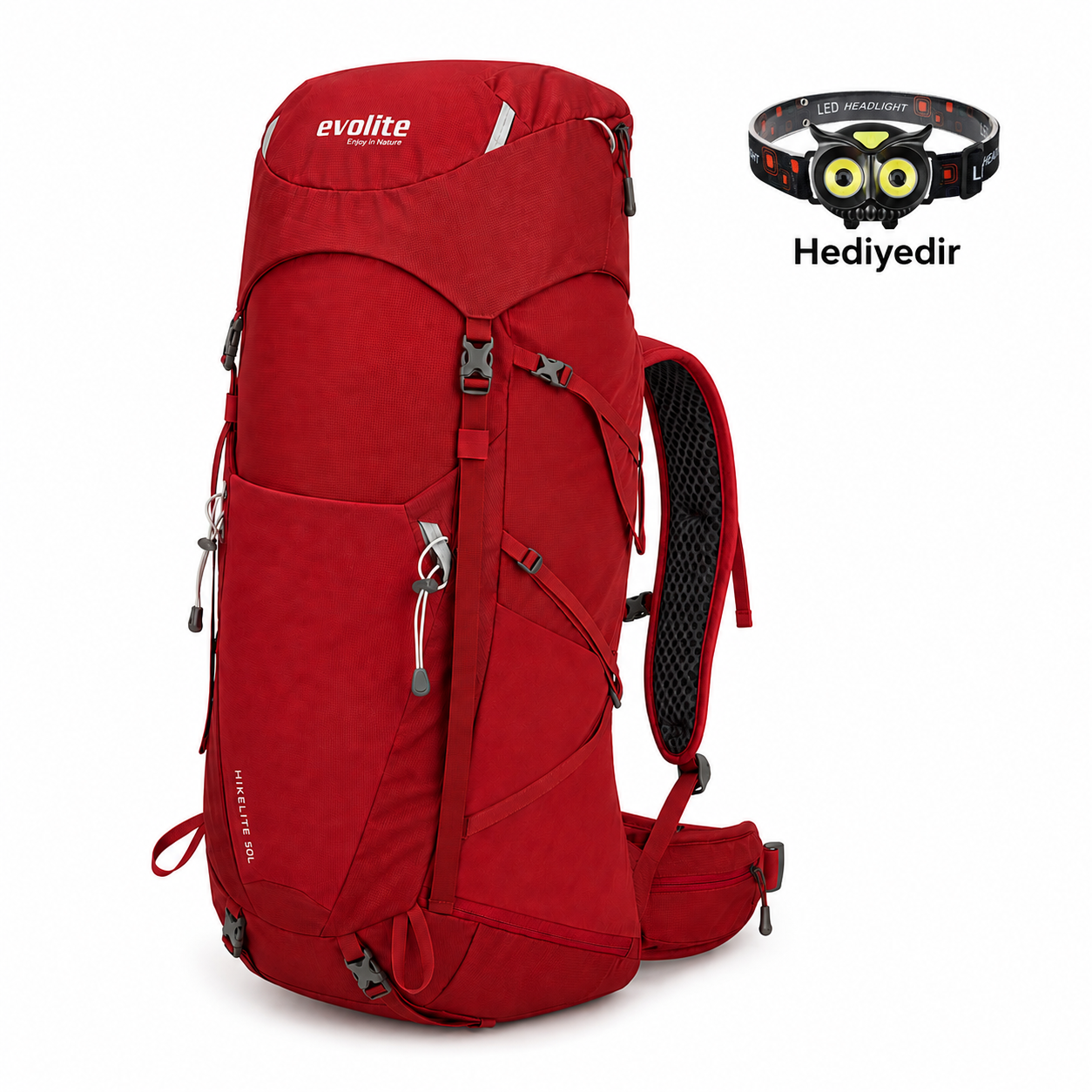 Evolite HikeLite 50L Sırt Çantası - Kırmızı