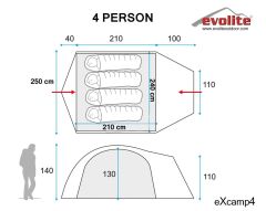 Evolite Excamp 4 Pro Çadır - Sun Fresh UPF80 / 4 Mevsim